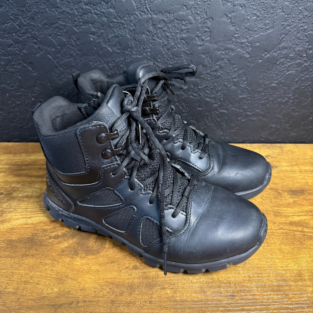 Reebok Sublite Cushion RB8605 Black Leather Tactical Boots Mens‎ 6 Womens 8